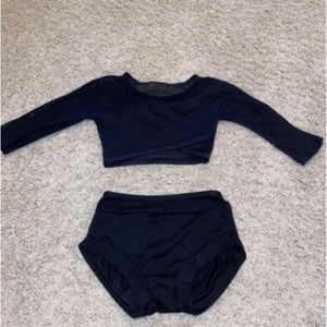 Body Wrappers Black Top and Briefs Size 8-10